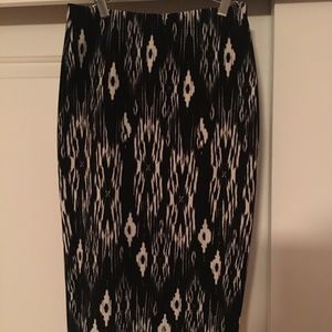 Black and white knee length skirt